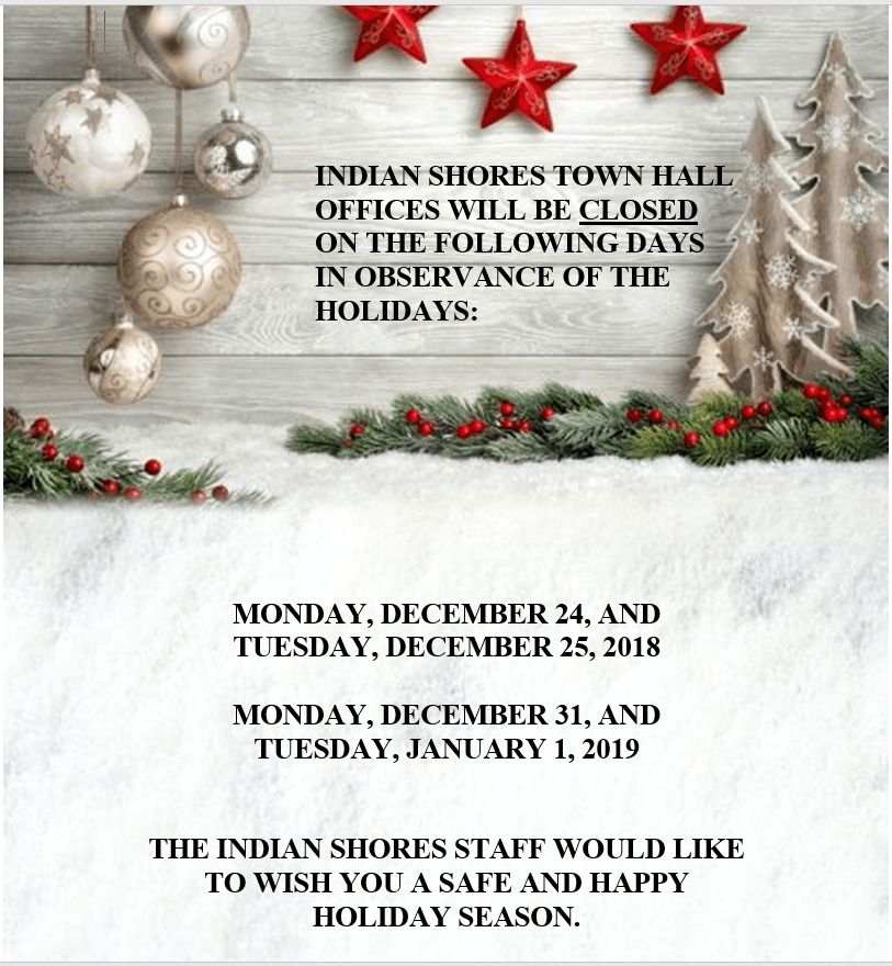 Indian Shores Holiday Closures