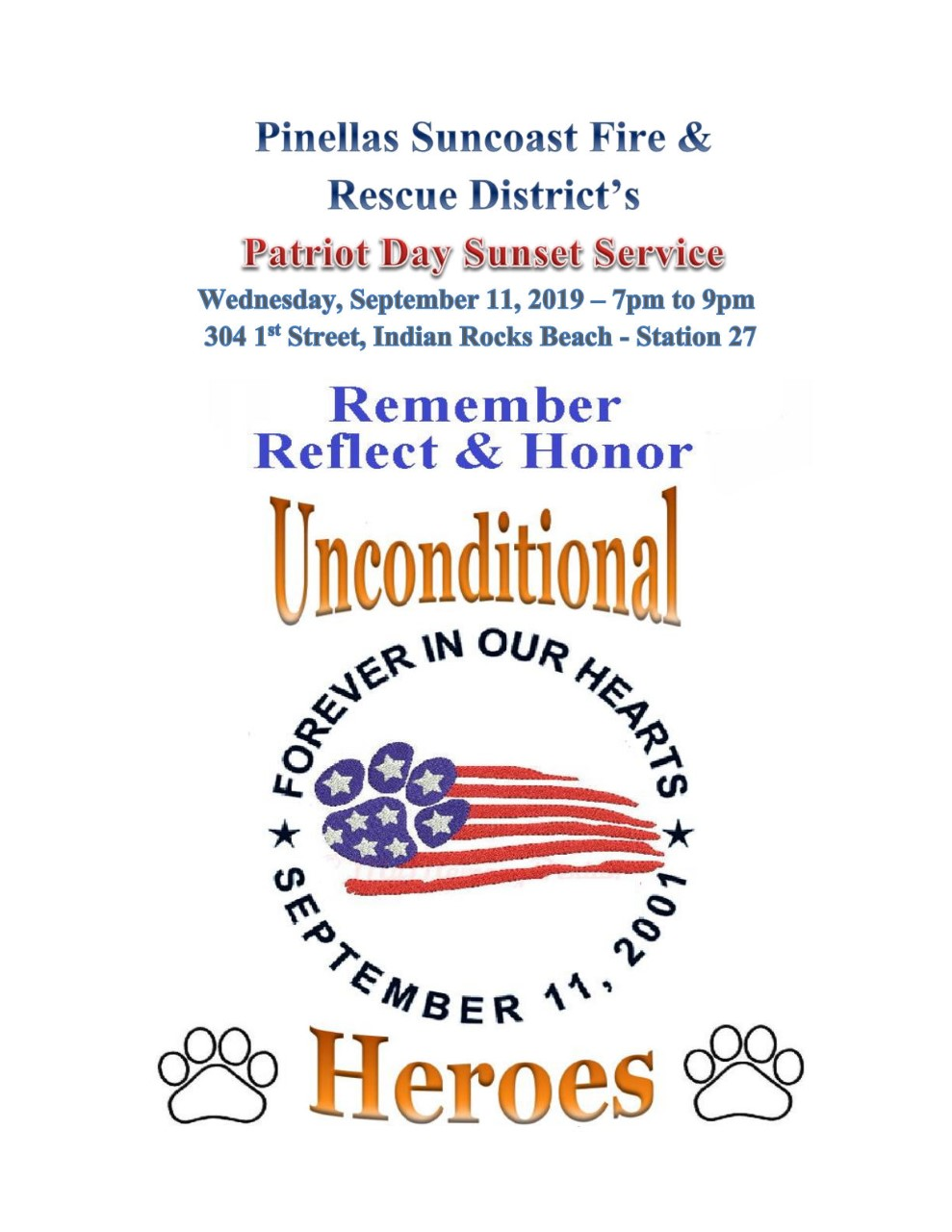 PSFRD Patriot Day Sunset Service 2019