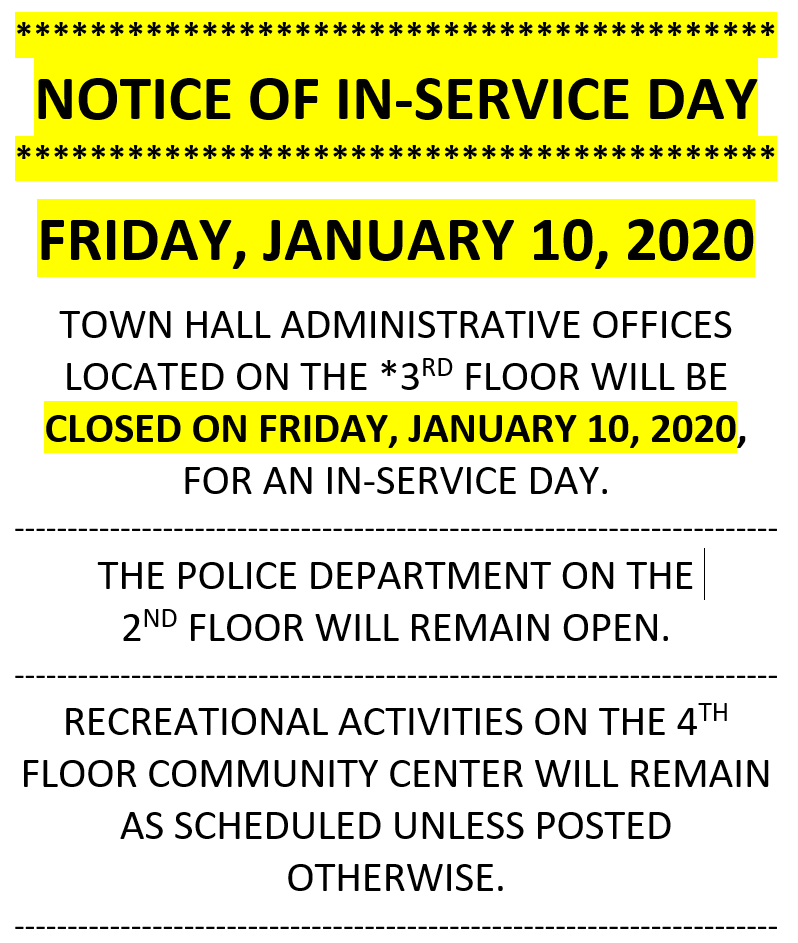 January 10, 2020, In-Service Day