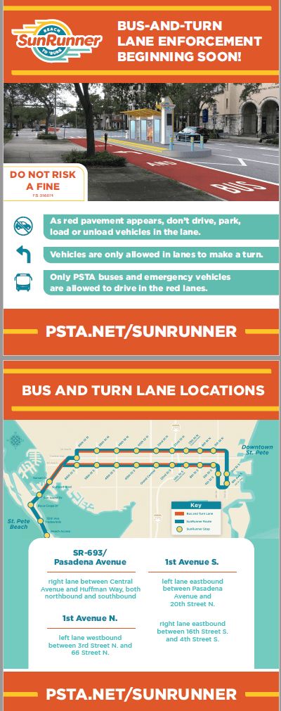 PSTA Sunrunner Bus Route Red Lanes Flyer (PNG)